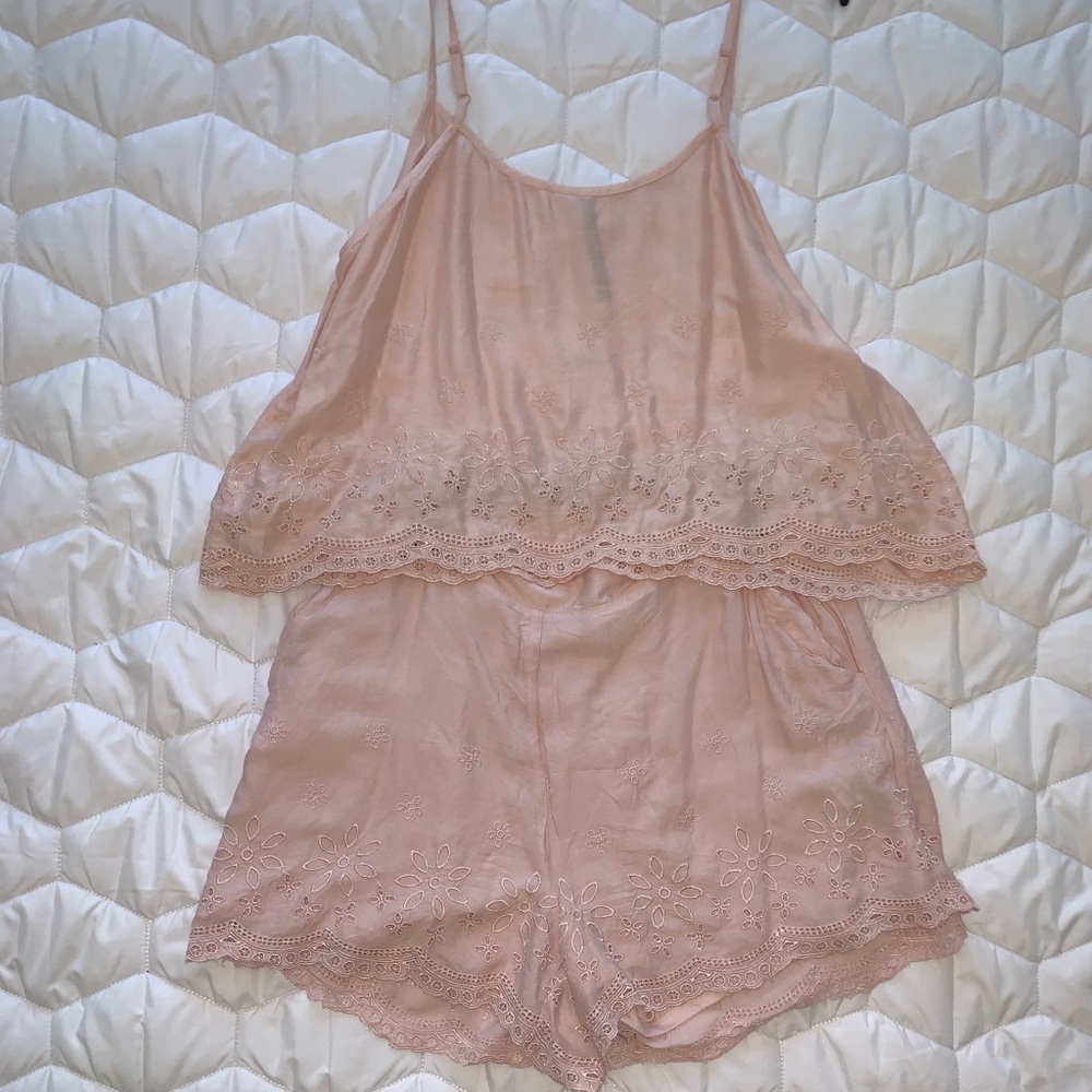 LC Lauren Conrad Embroidered Cami and Shorts Set
